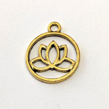 Lotus Flower Yoga Hoop Charm Antique Gold