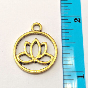 Lotus Flower Yoga Hoop Charm Antique Gold - Image 2