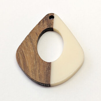 White Hollow Wide Teardrop Wood Resin Pendant