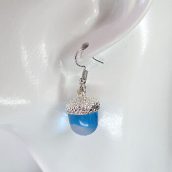 Silver Acorn Clear Blue Marble Resin Earrings - Image 3