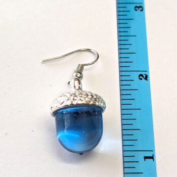 Silver Acorn Clear Blue Marble Resin Earrings - Image 2