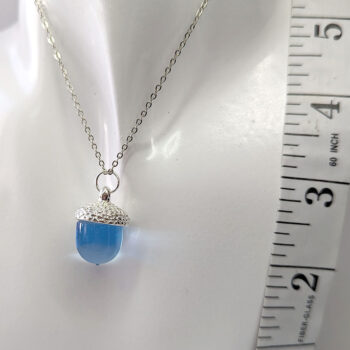 Silver Acorn Clear Blue Marble Resin Necklace - Image 2