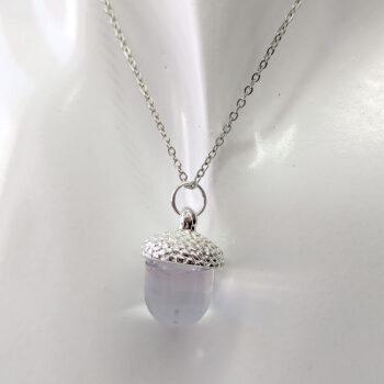 Silver Acorn Clear Resin Necklace - Image 2