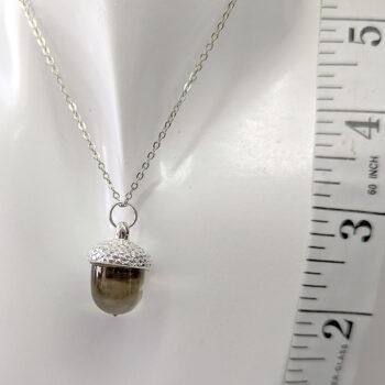 Silver Acorn Clear Brown Marble Resin Necklace - Image 5