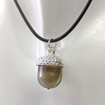 Silver Acorn Clear Brown Marble Resin Necklace - Image 6