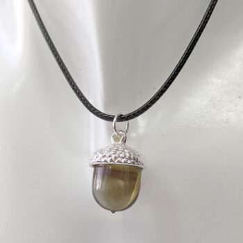 Silver Acorn Clear Brown Marble Resin Necklace - Image 7