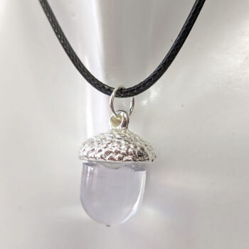 Silver Acorn Clear Resin Necklace - Image 4