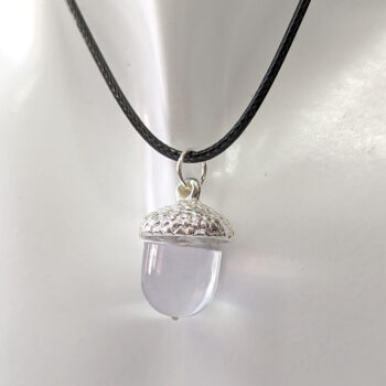 Silver Acorn Clear Resin Necklace - Image 5