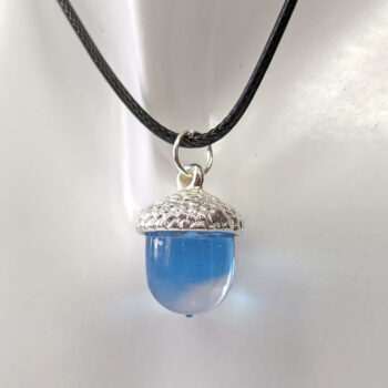 Silver Acorn Clear Blue Marble Resin Necklace - Image 4