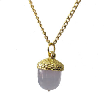 Gold Acorn Clear Resin Necklace