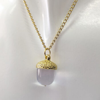 Gold Acorn Clear Resin Necklace - Image 2