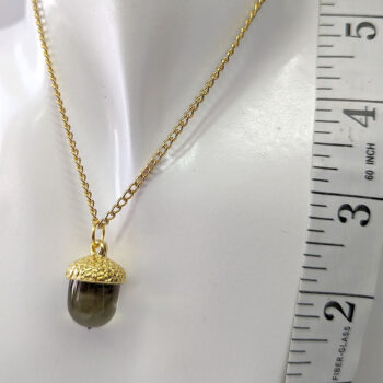 Gold Acorn Clear Brown Marble Resin Necklace - Image 3