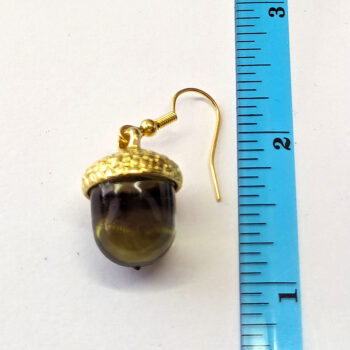 Gold Acorn Clear Brown Marble Resin Earrings - Image 2