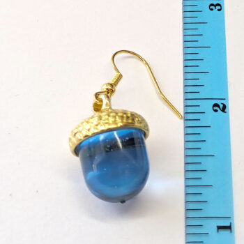 Gold Acorn Clear Blue Marble Resin Earrings - Image 2