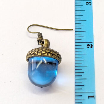 Bronze Acorn Clear Blue Marble Resin Earrings - Image 2