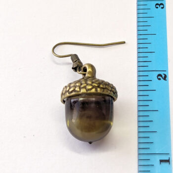 Bronze Acorn Clear Brown Marble Resin Earrings - Image 2