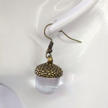 Bronze Acorn Clear Resin Earrings