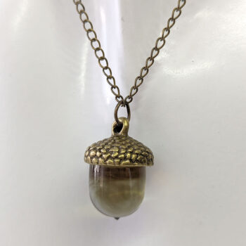 Bronze Acorn Clear Brown Marble Resin Necklace - Image 2