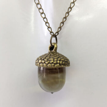 Bronze Acorn Clear Brown Marble Resin Necklace