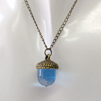 Bronze Acorn Clear Blue Marble Resin Necklace - Image 3