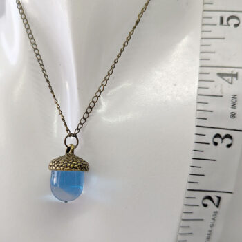 Bronze Acorn Clear Blue Marble Resin Necklace - Image 2