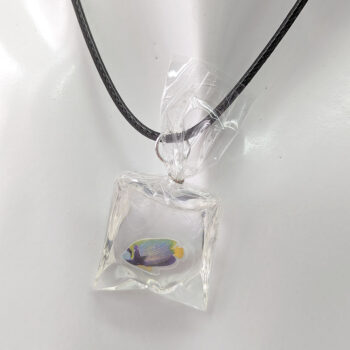 Ocean Salt Water Fish in a Bag Yellow Grey Resin Necklace - Image 5