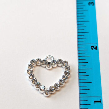 Clear Rhinestone Hollow Heart Charm Silver - Image 2