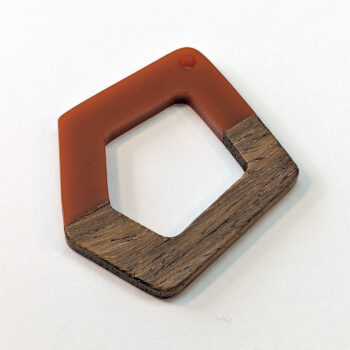 Burnt Orange Hollow Irregular Resin Geometric Wood Pendant