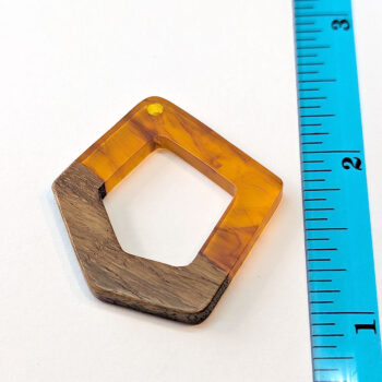 Brown Marble Hollow Irregular Resin Geometric Wood Pendant - Image 2