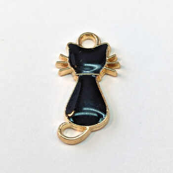 Black Cat Enamel Charm Gold - Image 7