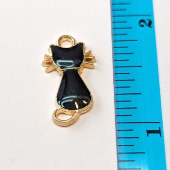 Black Cat Enamel Charm Gold - Image 6