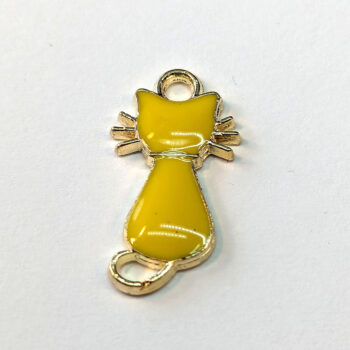 Yellow Cat Enamel Charm Gold