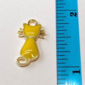 Yellow Cat Enamel Charm Gold - Image 2