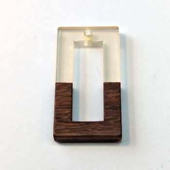 Clear Hollow Rectangle Resin Geometric Wood Pendant