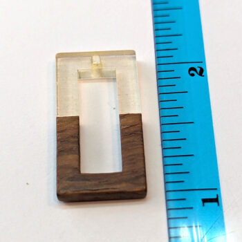 Clear Hollow Rectangle Resin Geometric Wood Pendant - Image 2