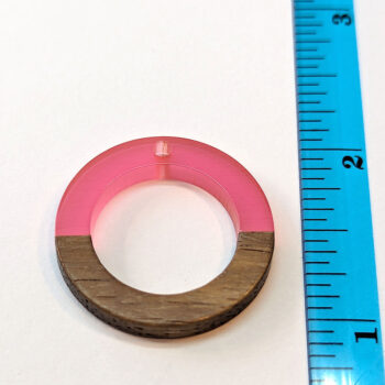 Pink Hollow Circle Round Hoop Resin Geometric Wood Pendant - Image 5