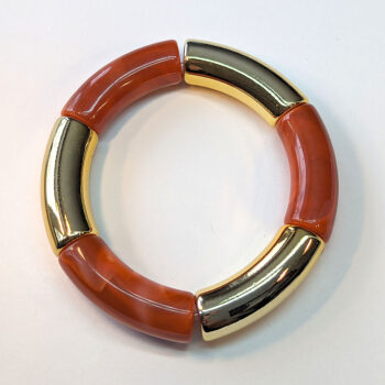 Gold Red Boho Bohemia Bamboo Slip-on Acrylic Bracelet - Image 3