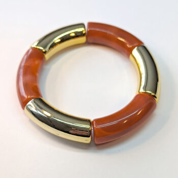 Gold Red Boho Bohemia Bamboo Slip-on Acrylic Bracelet