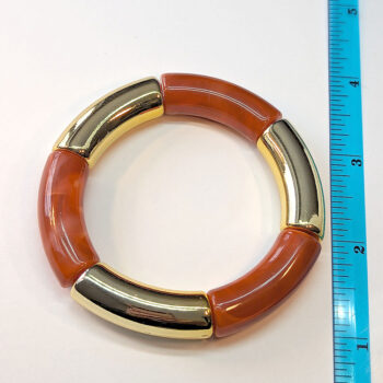 Gold Red Boho Bohemia Bamboo Slip-on Acrylic Bracelet - Image 2