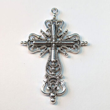 Large Decorative Hallow Cross Pendant Antique Silver