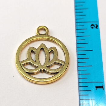 Lotus Flower Yoga Hoop Charm Antique Gold - Image 5