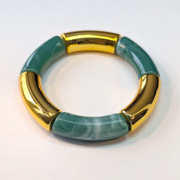 Gold Green Boho Bohemia Bamboo Slip-on Acrylic Bracelet