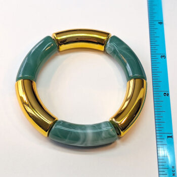 Gold Green Boho Bohemia Bamboo Slip-on Acrylic Bracelet - Image 2