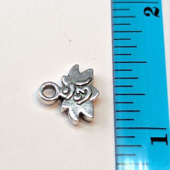 Small Lotus Flower Yoga Om Charm Antique Silver - Image 2