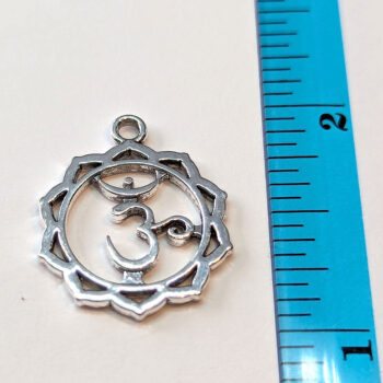 Om Round Decorative Hoop Yoga Charm Antique Silver - Image 2