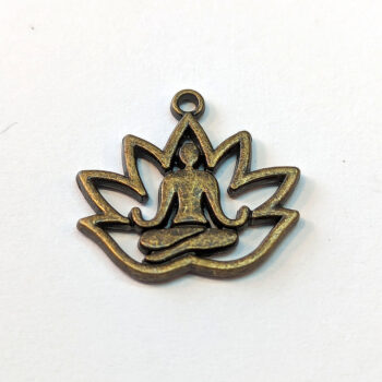 Hollow Lotus Position Flower Yoga Hoop Charm Antique Bronze