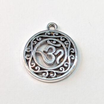 Om Round Hoop Yoga Charm Antique Silver