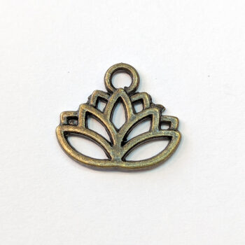 Hollow Lotus Flower Yoga Hoop Charm Antique Brown