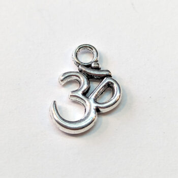 Small Om Charm Antique Silver