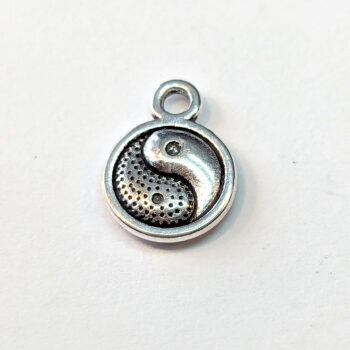 Small Round Yin Yang Medallion Charm Antique Silver